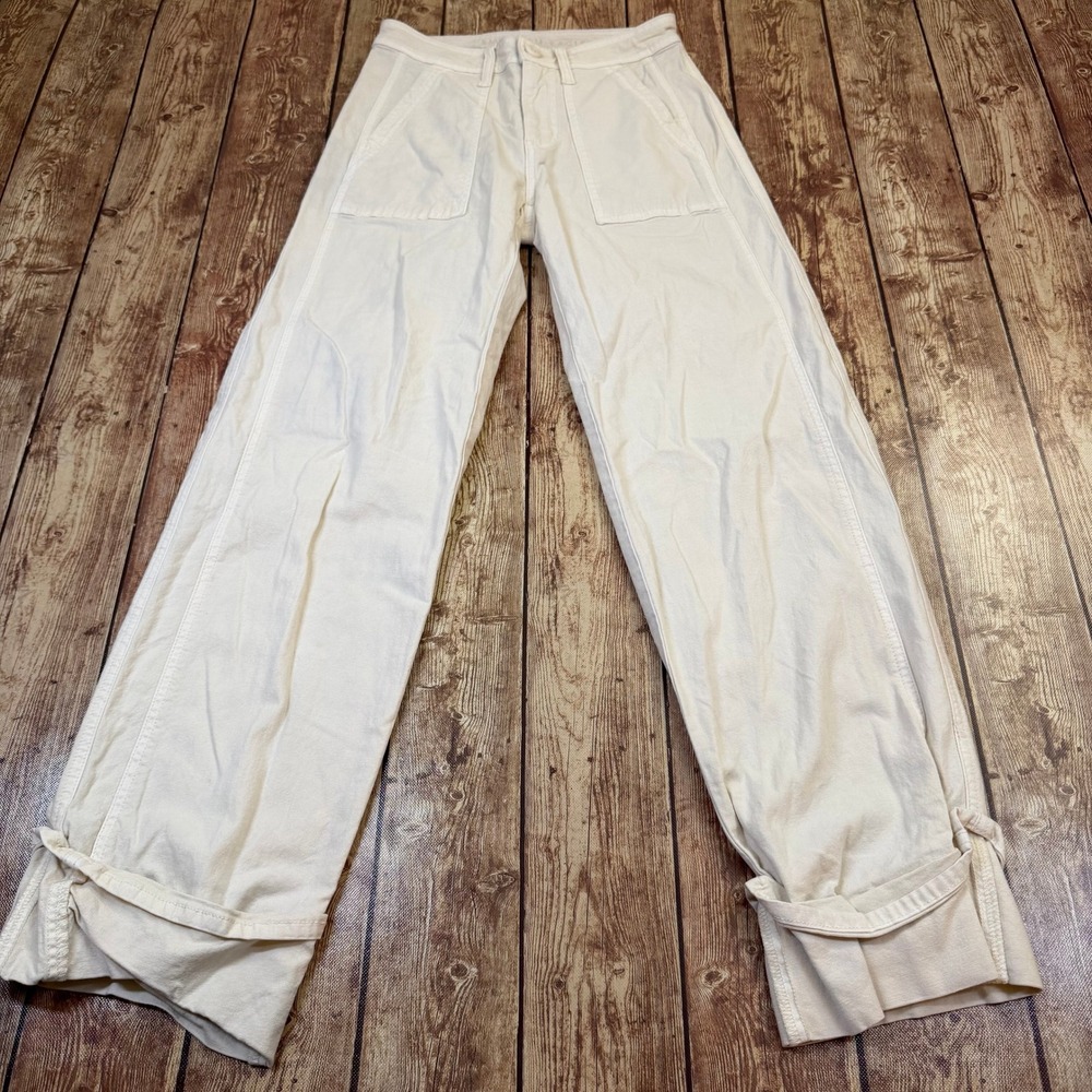 American Eagle Stovepipe Utility Pants Womens size 000 Regular White Cotton